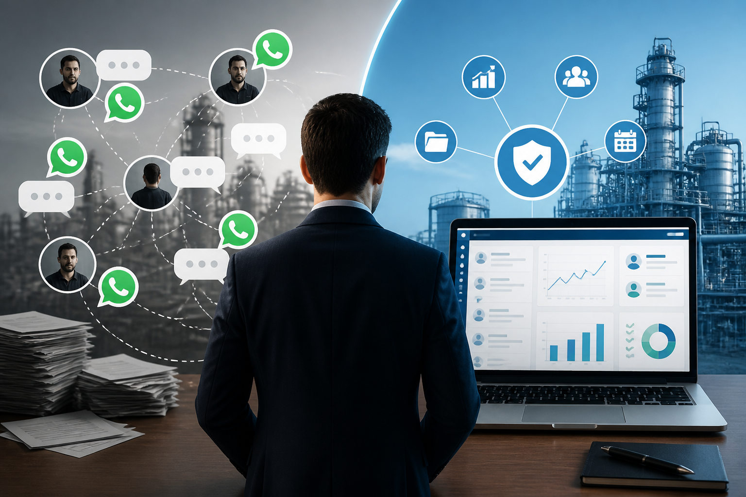 O perigo do WhatsApp corporativo descentralizado na indústria — e como vender mais sem perder controle, histórico e relacionamento